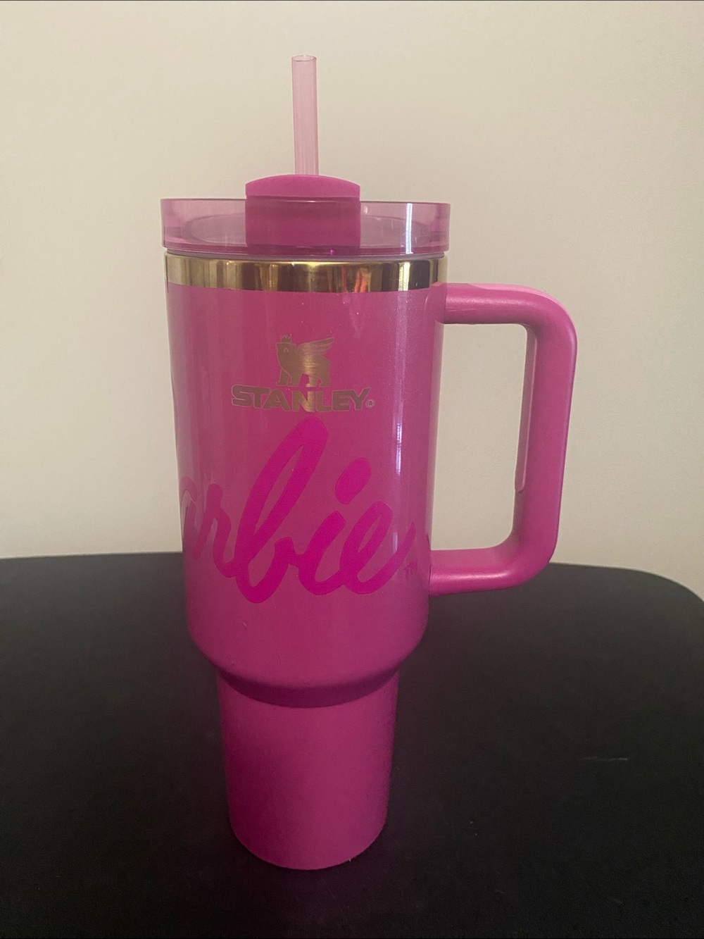 Stanley Pink Insulated Travel Tumbler with Handle and Straw